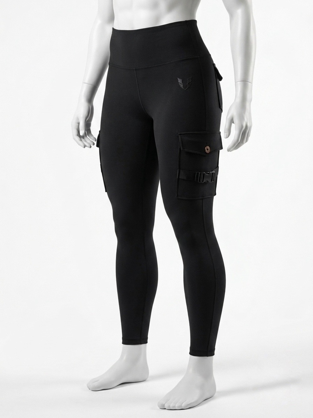 FirmAbs Black Cargo Pocket High-Waist Leggings Tummy Control Shaping Size XL